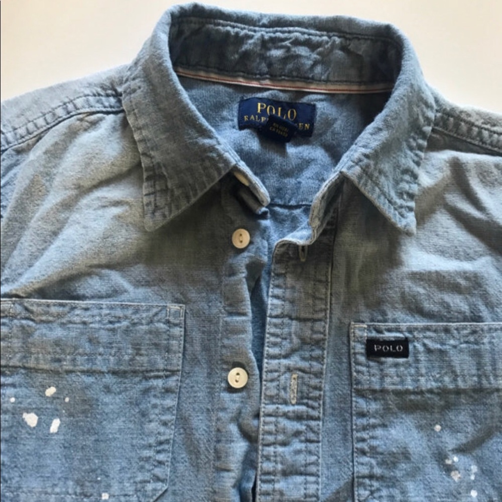 Denim Paint Splattered Top